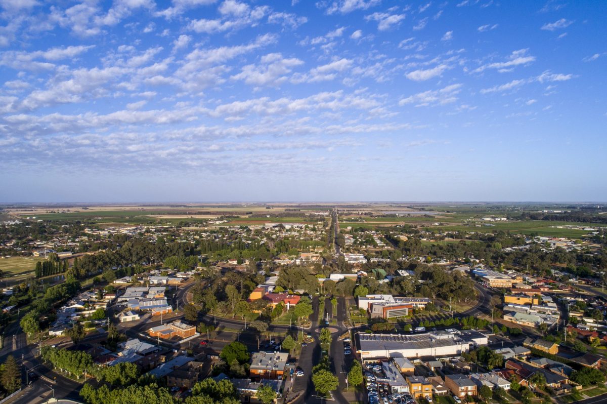 aerial shot of a country town