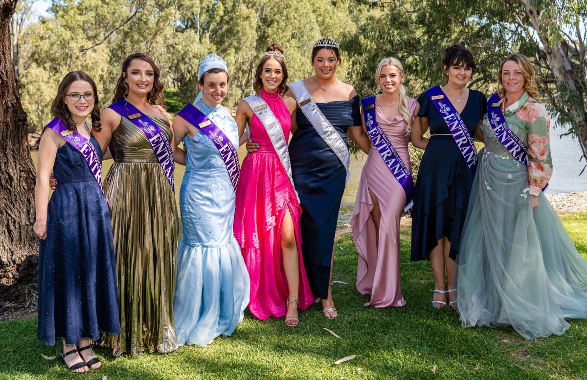 Miss Wagga Wagga entrants Gabby Hewson, Amy Hickey, Belinda Kyatt, Jess Barclay (Community Princess 2024), Velika Hayes (Miss Wagga Wagga 2024), Shauna Lamotte, Maggie Enever and Kathryn Dedini.