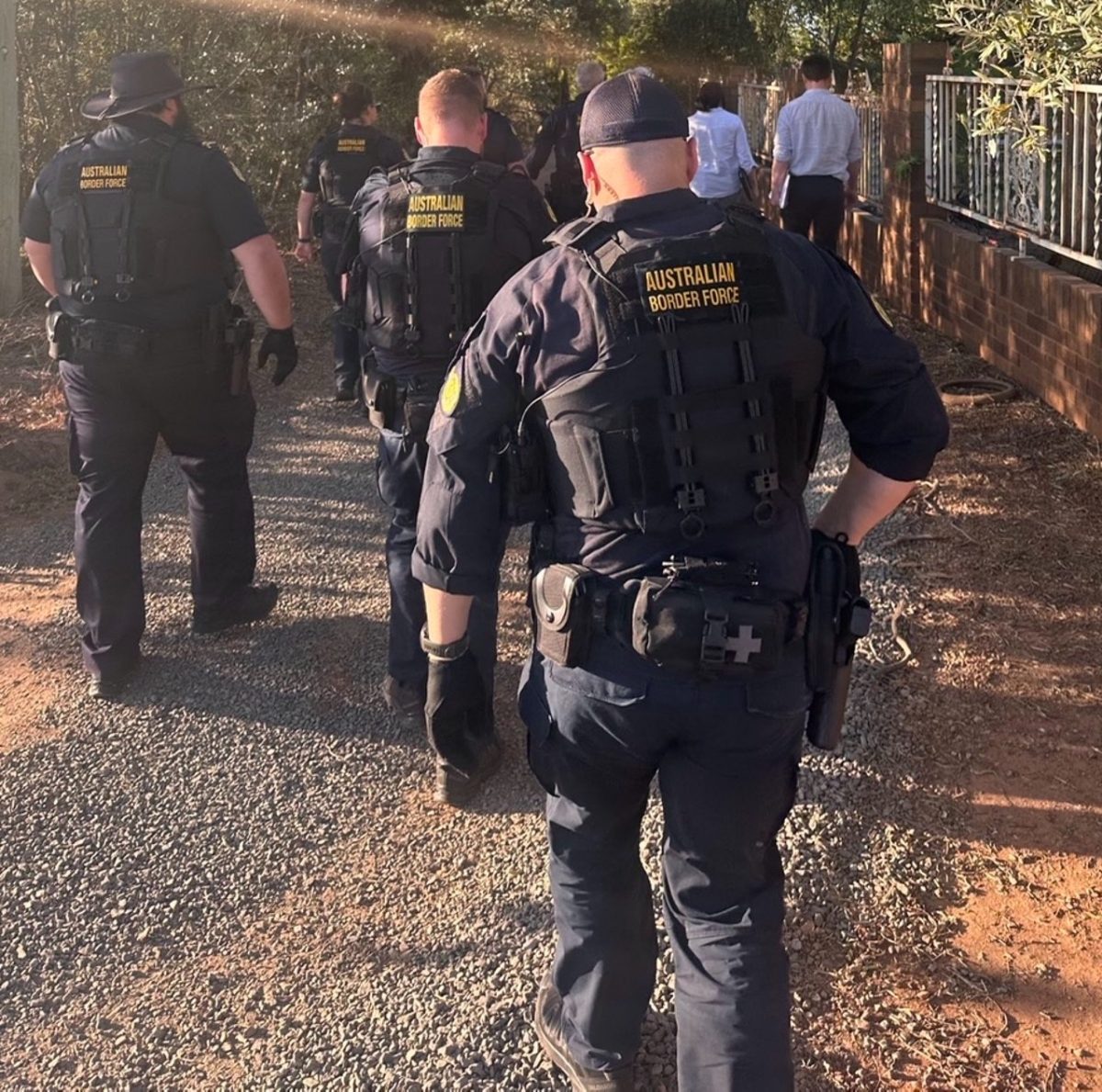 border protection officials marching