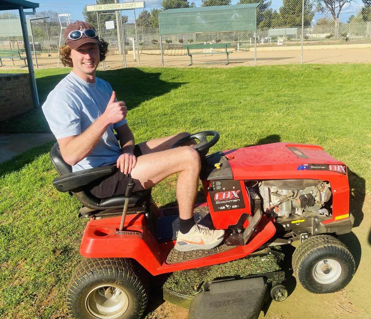 Guy on ride-on mower