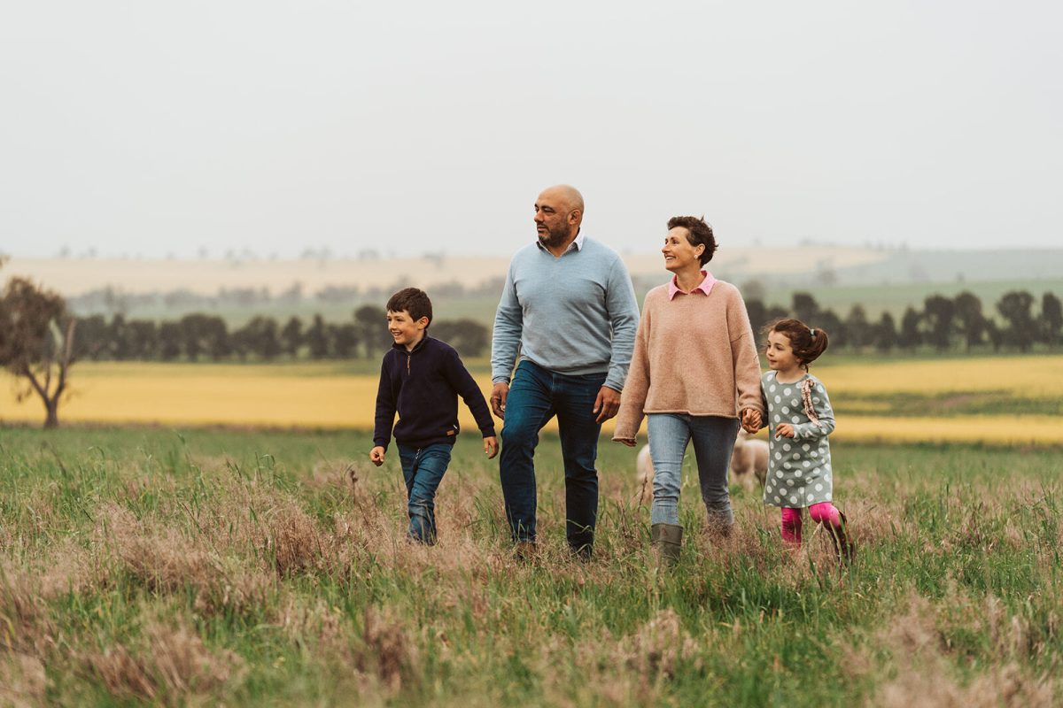 family on farm