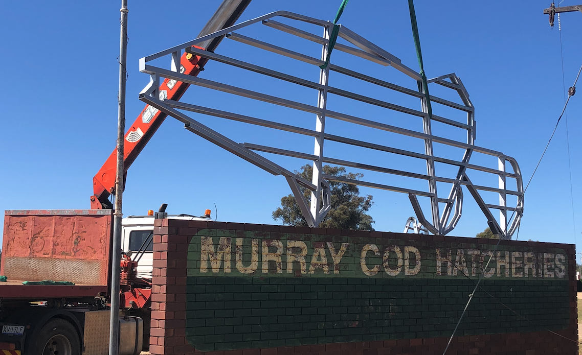 The repaired steel frame was placed on the brickwork to make sure it would all fit together.