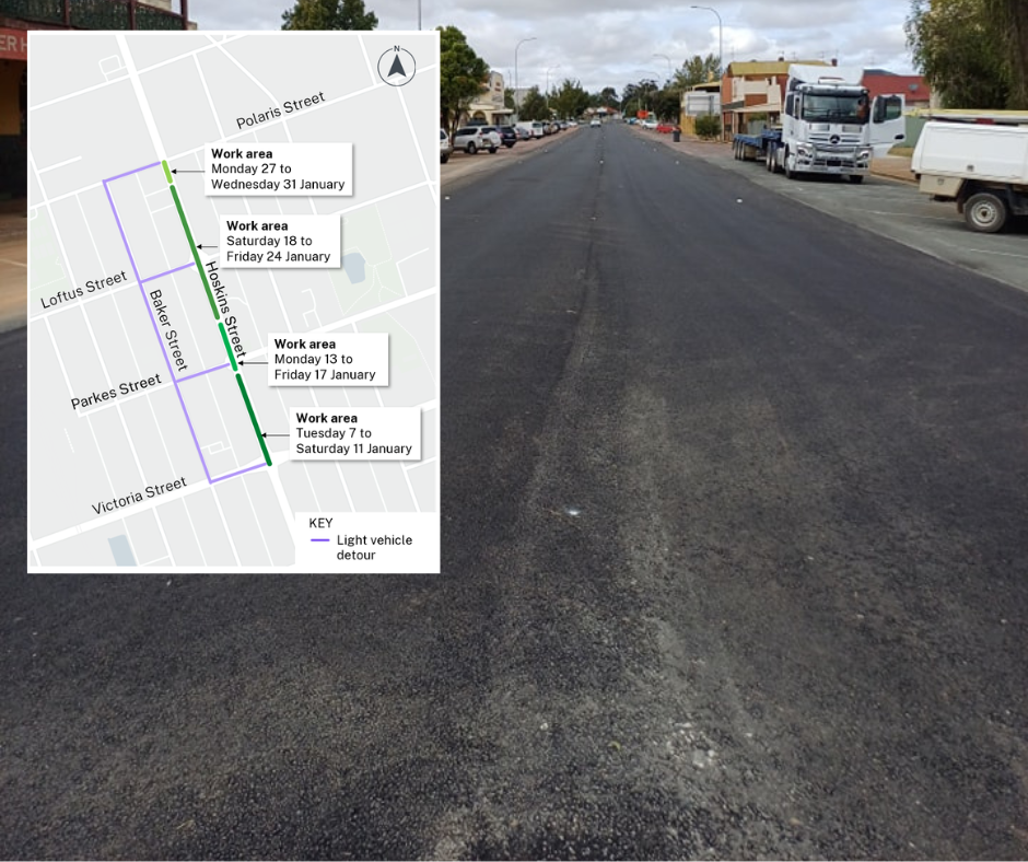 Temora main street and a graphic of its planned upgrade