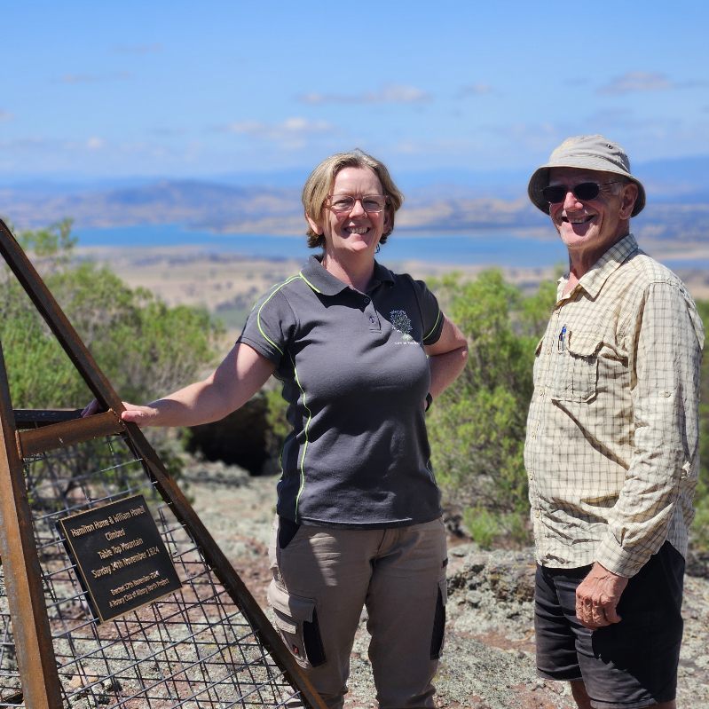 Karen Schmidt, a descendant of early explorer William Hovell, was able to visit the commemorative cairn on the summit of Table Top Mountain with Rotary member Rob Simmons during the 200-year celebrations held in Albury on 16 and 17 November. 