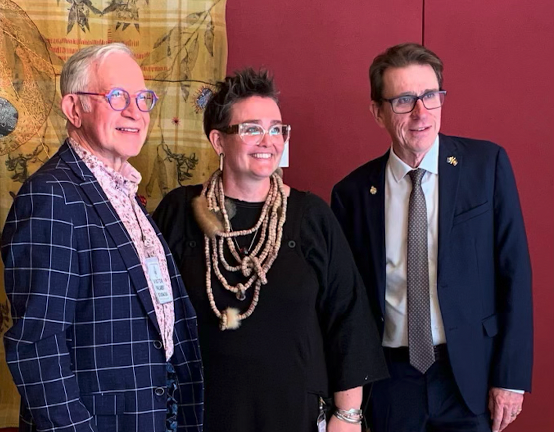 Wagga poet David Gilby, artist Juanita McLauchlan and MP Dr Joe McGirr. 