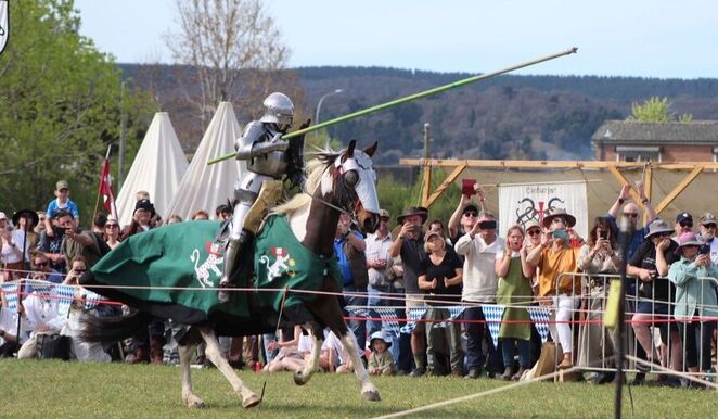 jousting on horseback