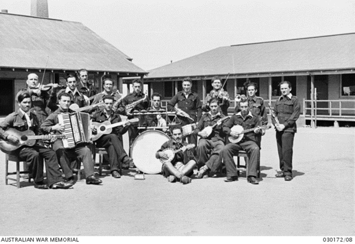 Members of the Italian prisoners of war band in Yanco in 1944.