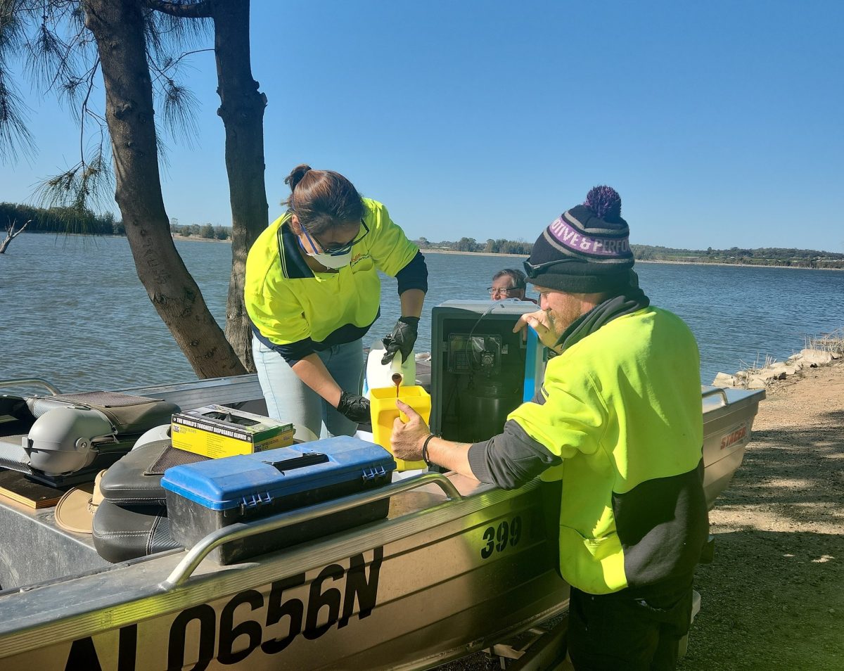 council workers on boat