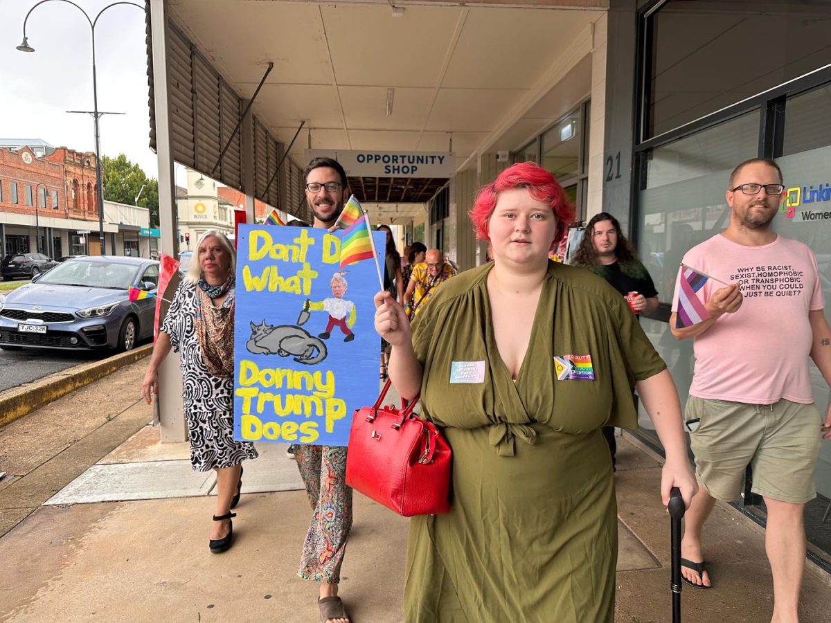 Riverina Greens candidate Phoenix Valxori organised the rally, which walked down the main street of Wagga Wagga. 