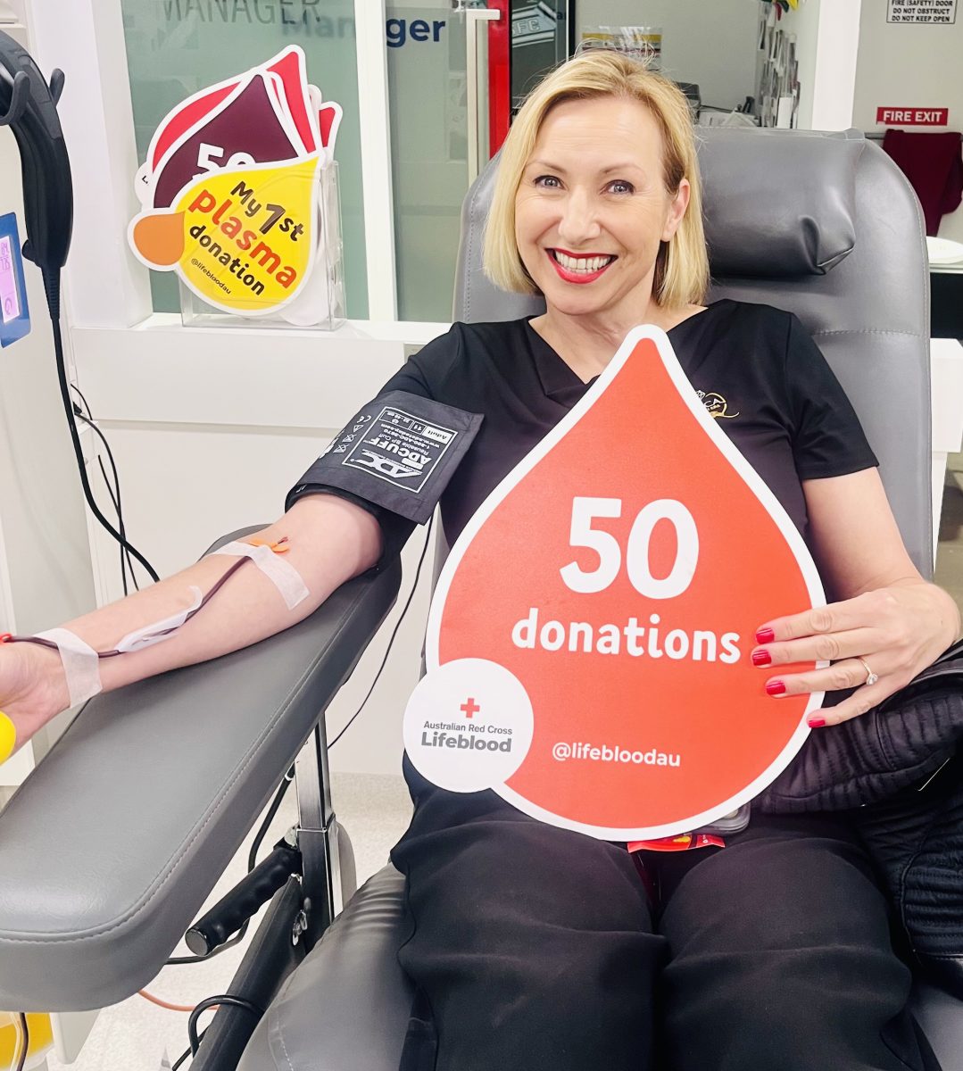 woman making blood donation