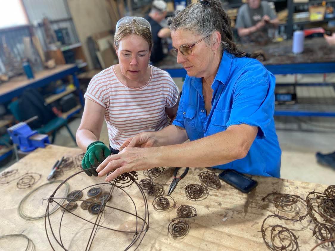 Nadine Lucas (right) has always had an affinity for making and creating and has combined her skills on the tools with her love of art to develop workshops to teach others the trade.