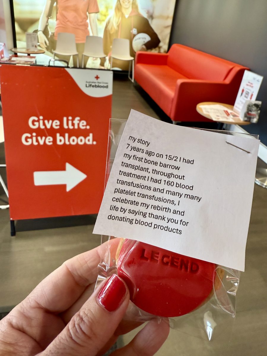 message on a piece of paper in a blood donation office