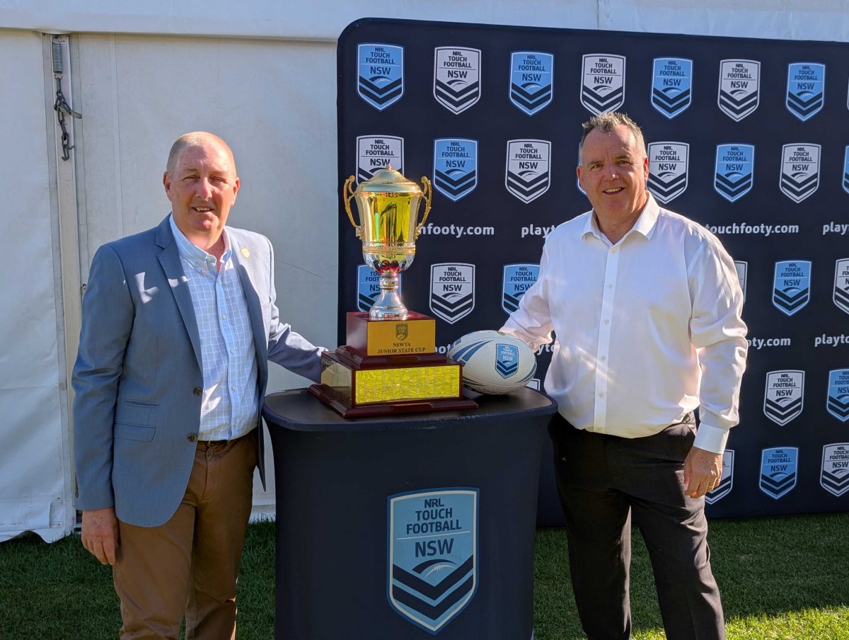 General Manager of the NSW Touch Association Dean Russell and Wagga Wagga City Council Mayor Dallas Tout.