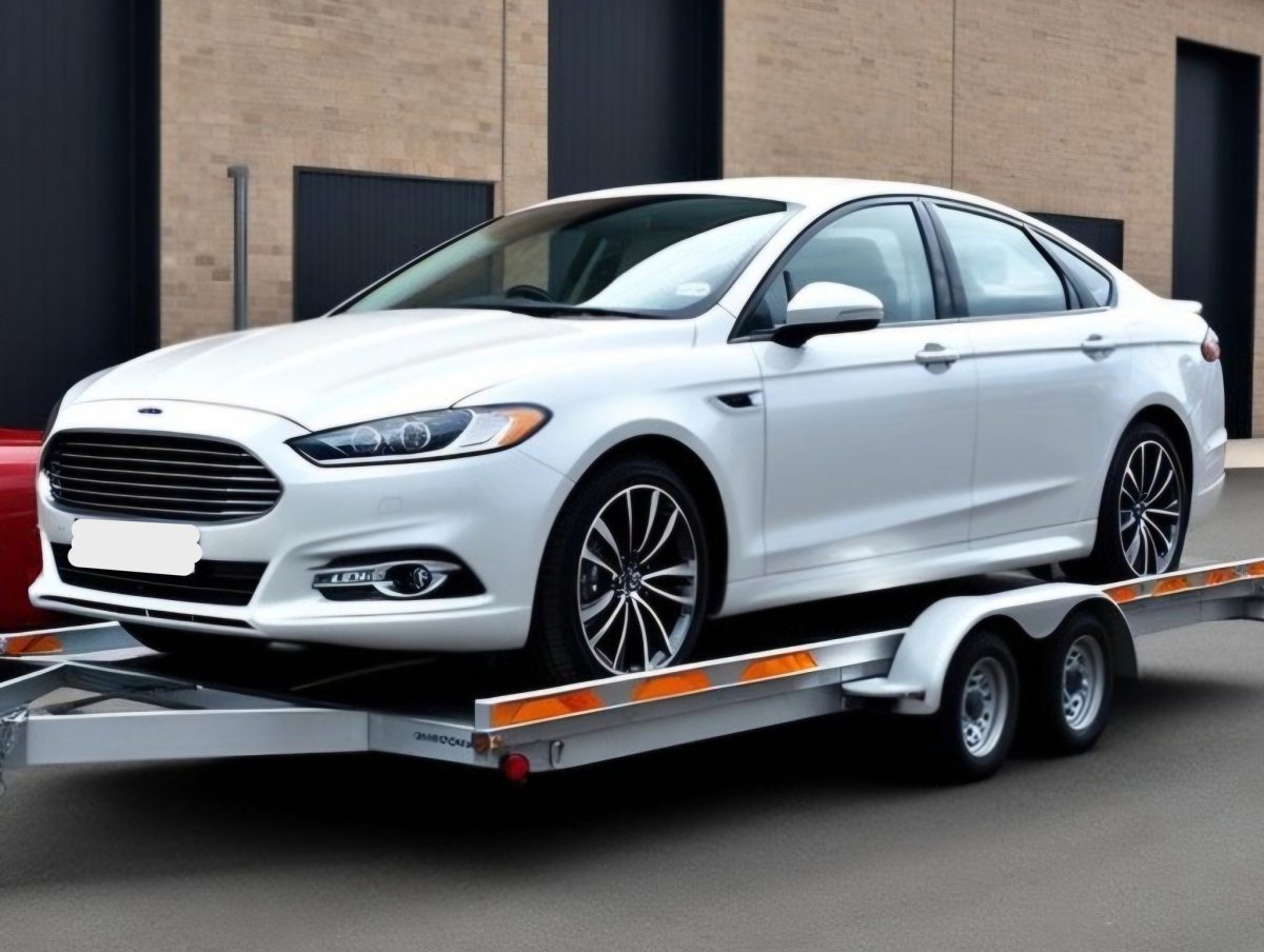 Ford car on trailer