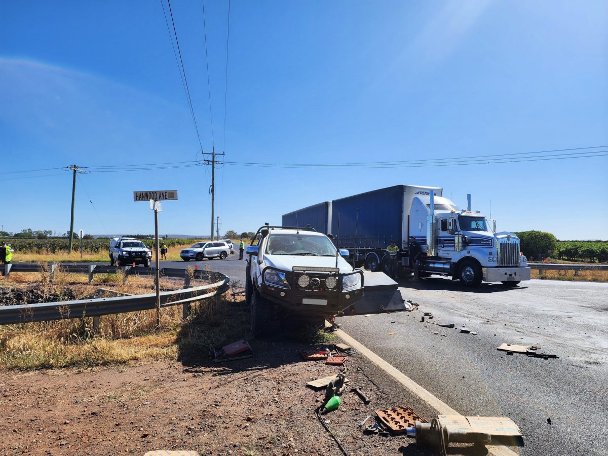 ute and truck in accident