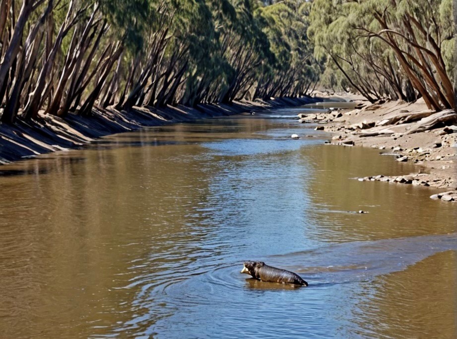 AI-generated ''bunyip'' in an estuary