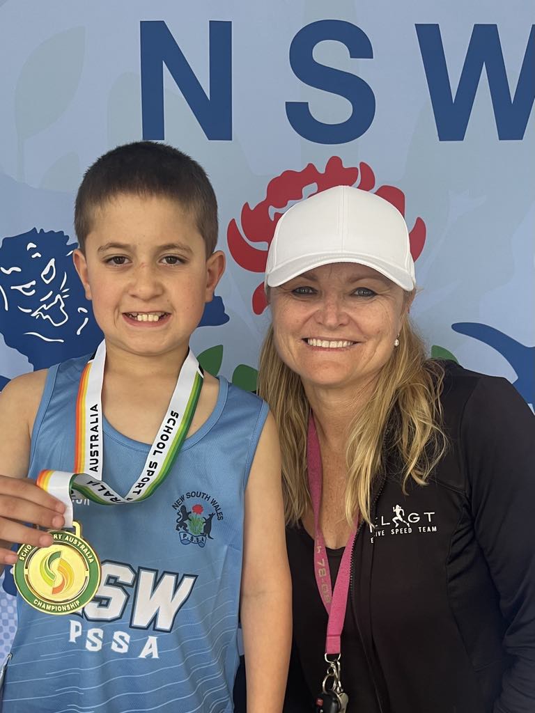 Olympic medallist Melinda Gainsford-Taylor with Cody Wheeler - both were national running champions at age 10.