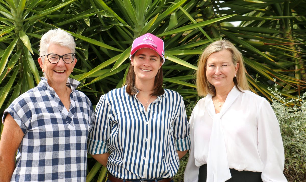 Global insights through a local lens ... Jenny Turnbull, from Holbrook, Georgie Kelly, from Rugby, and Genevieve Fleming, from Wagga, at this month's Pastoral Agronomy Service (PAS) conference at Gundagai.