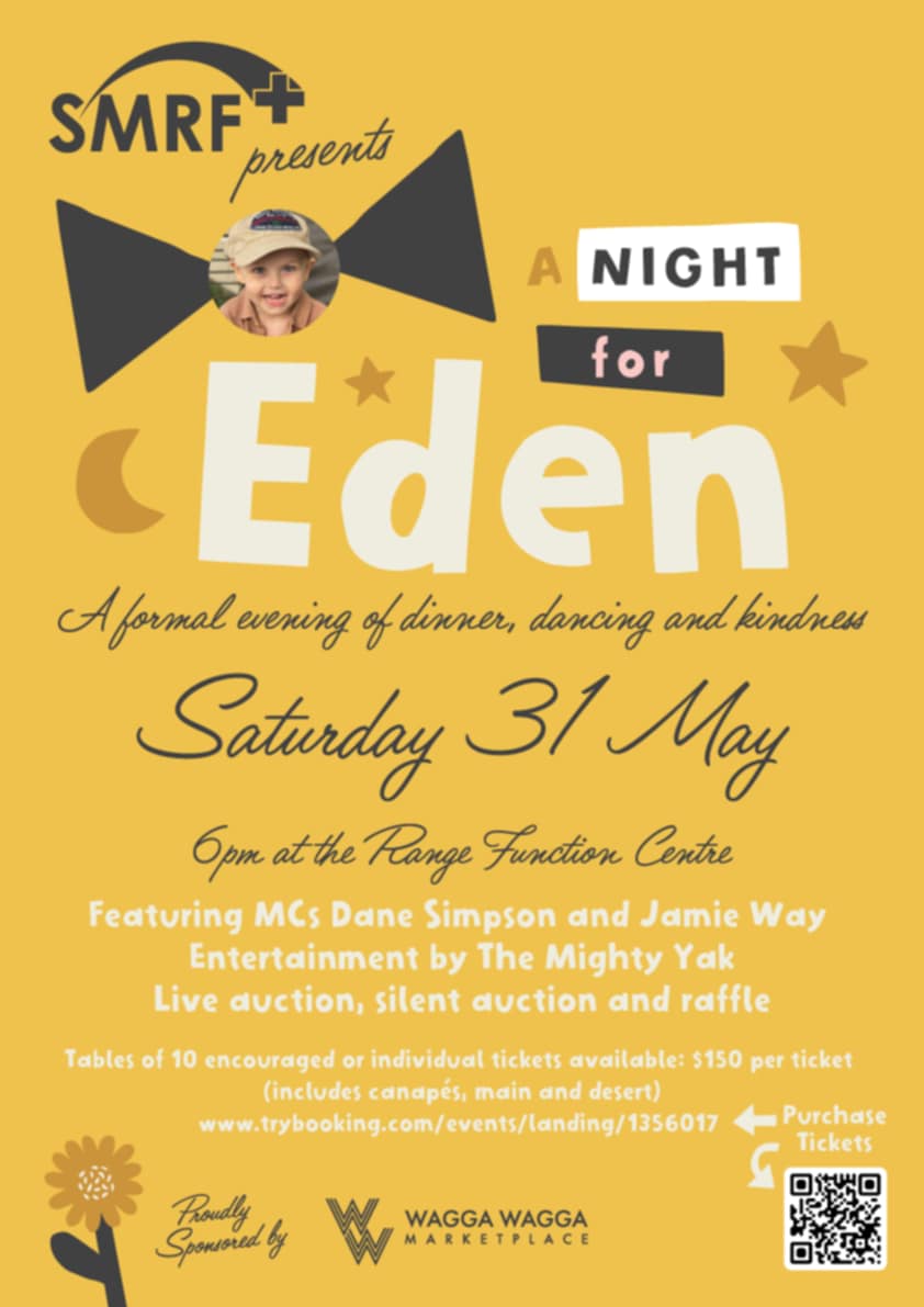 A gala will be held at the Range Function Centre to help raise funds for Eden and his family.