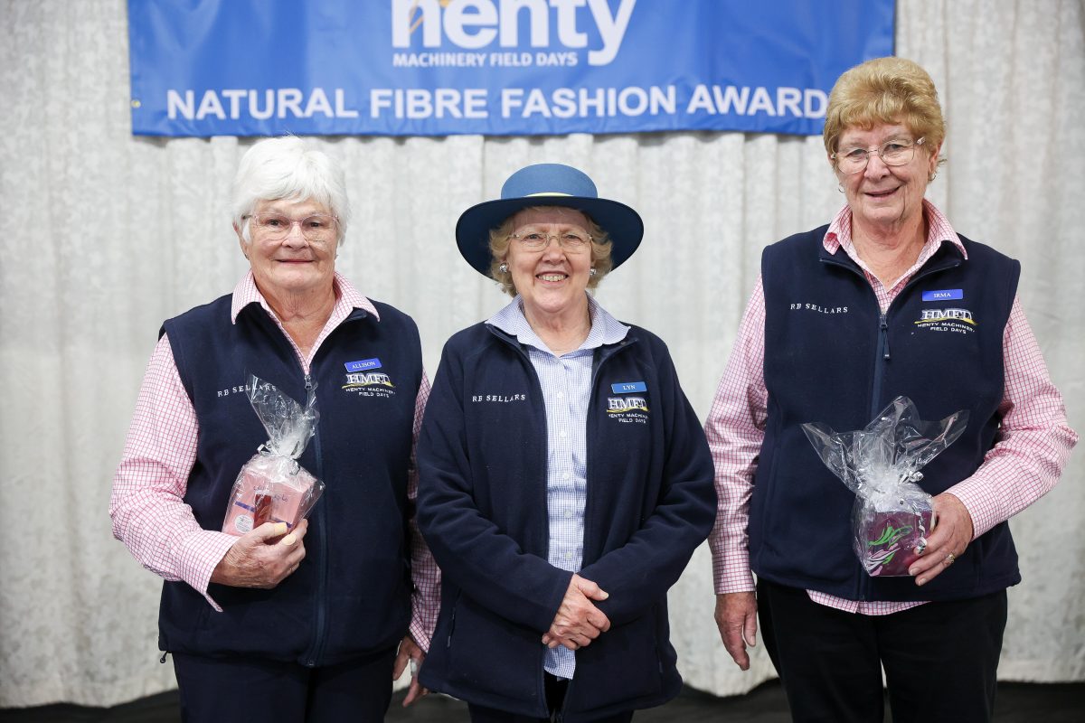 Lyn Jacobsen (centre), pictured with Alison Scott and Irma Macreadie, is stepping down as Natural Fibre Fashion Awards convenor after 20 years in the role.