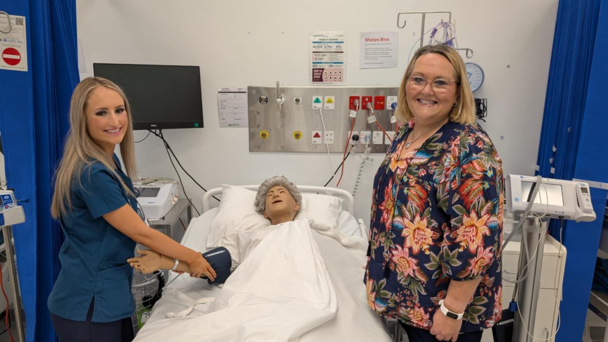 Mikyala is one of many students who have decided on a nursing course at TAFE NSW after working in a different field. She is learning skills under the guidance of TAFE NSW educator and registered nurse Chrissy Hadral.