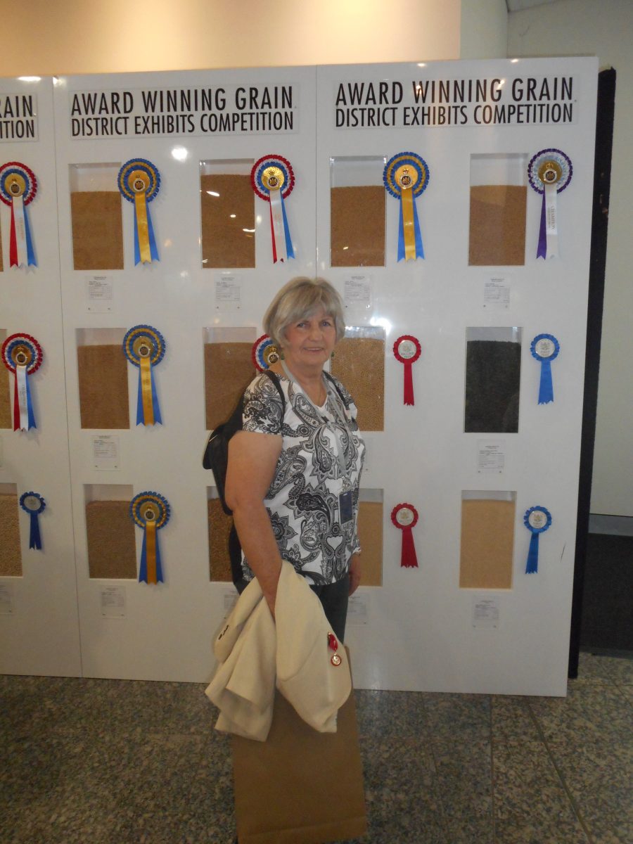 Woman in front of board