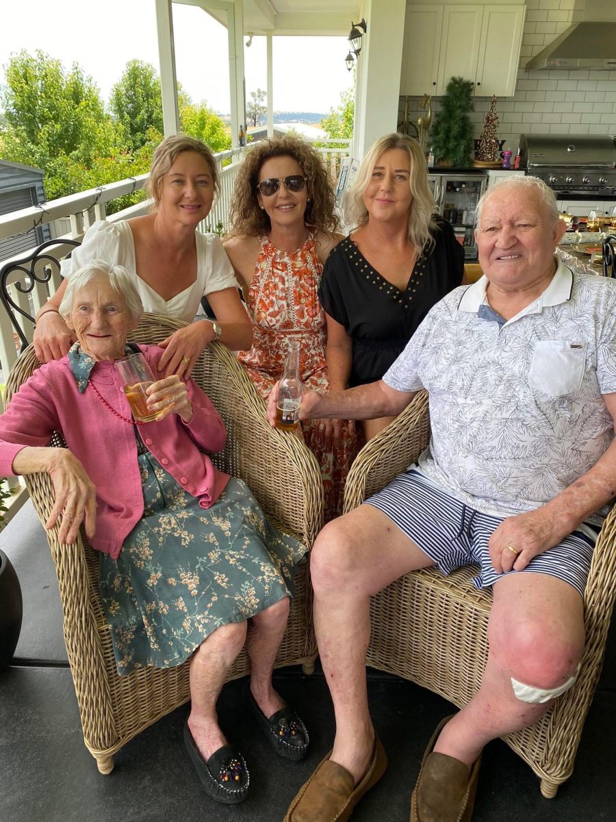 Johnny Van Gorkom pictured in later years with his wife Shirley, and daughter’s Shirleen, Belinda and Kim. Pictured: supplied by the family.