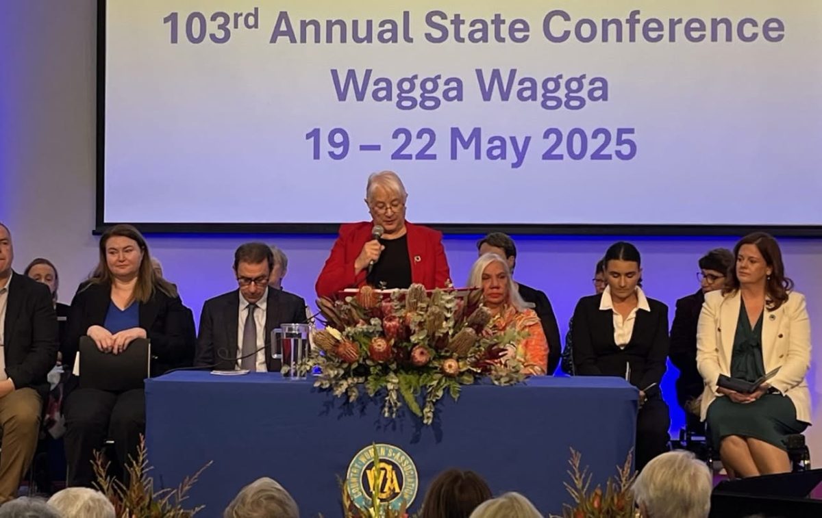 CWA State President Joy Beames gives her Address at the opening ceremony. Picture CWA Supplied.