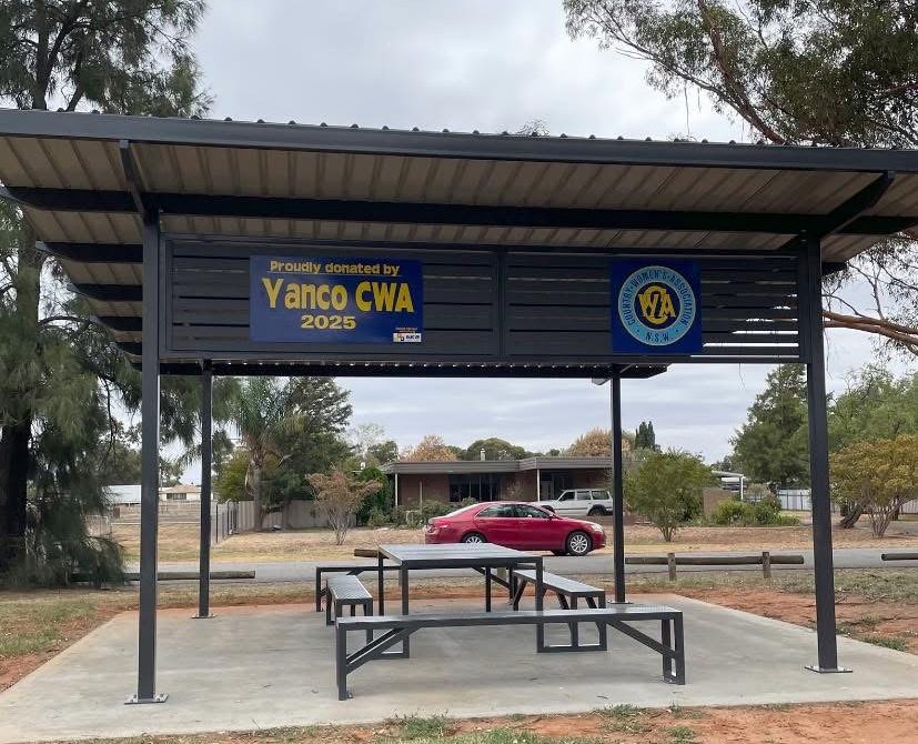 Yanco CWA branch raised funds to make a public shelter. Picture: CWA