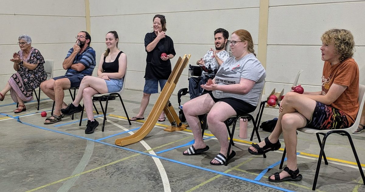 a group of boccia players