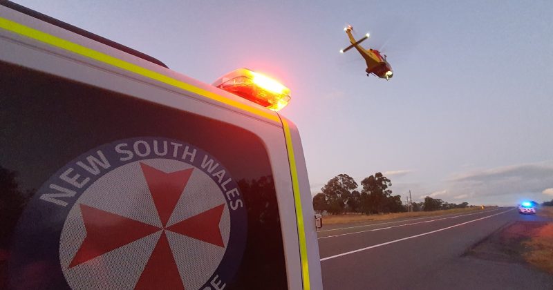 Multiple ambulances, helicopter respond to truck crash at in Griffith