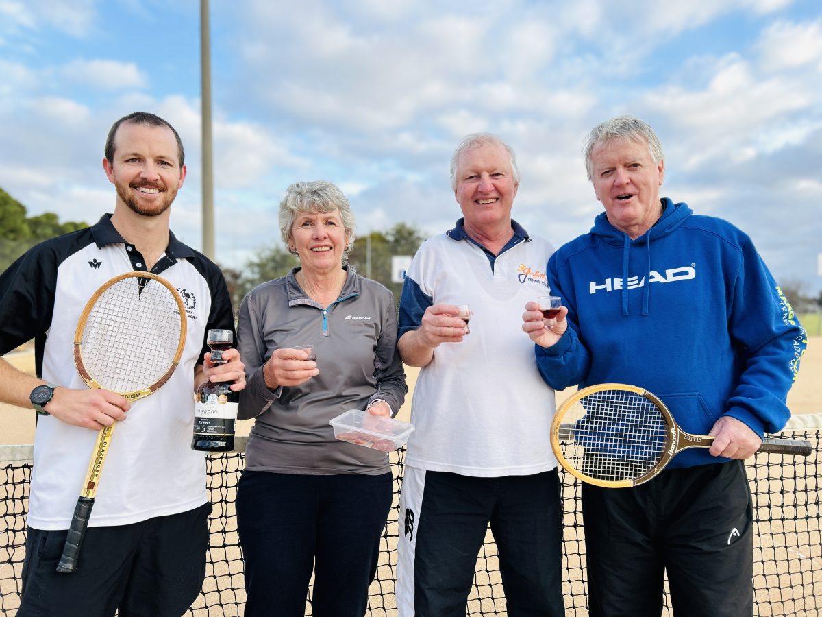 players with wine on court