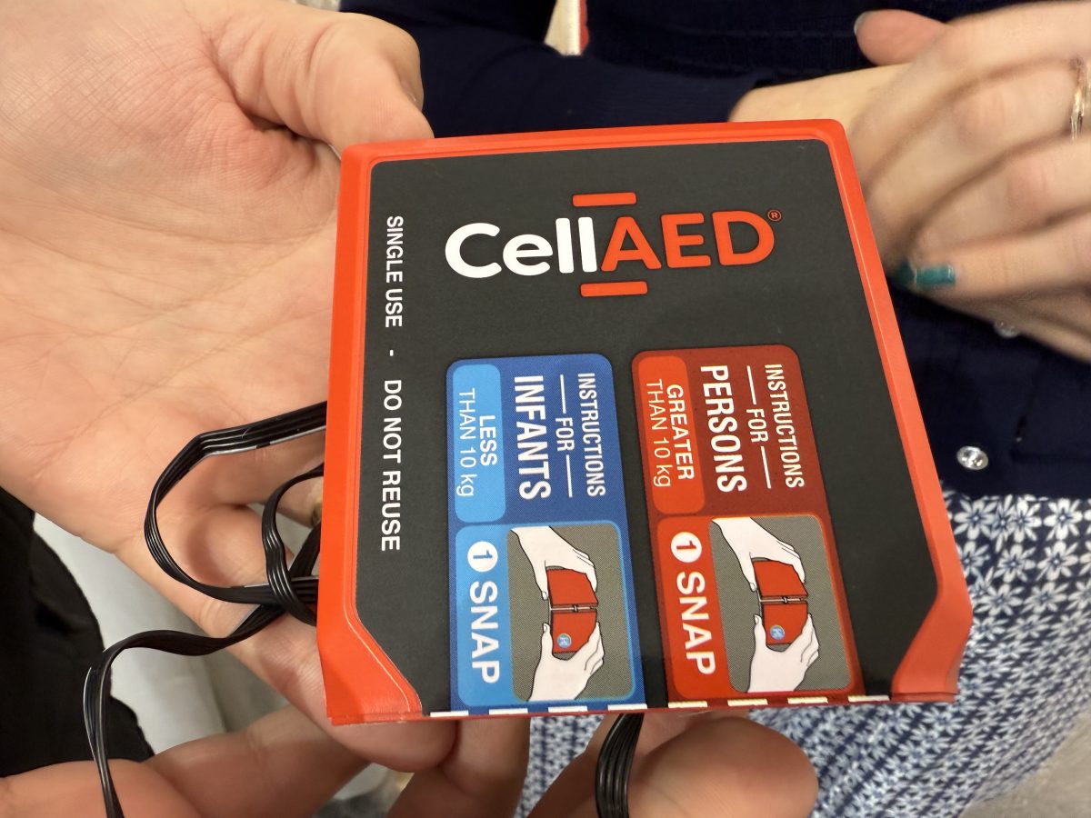 The portable handheld defibrillator that saved a Wagga tradesman's life yesterday after he had a cardiac arrest on the job.