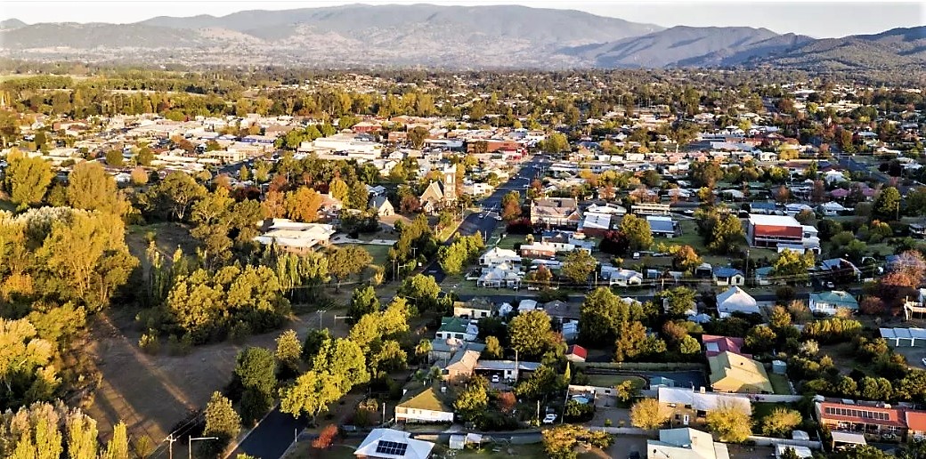 aerial view of a town