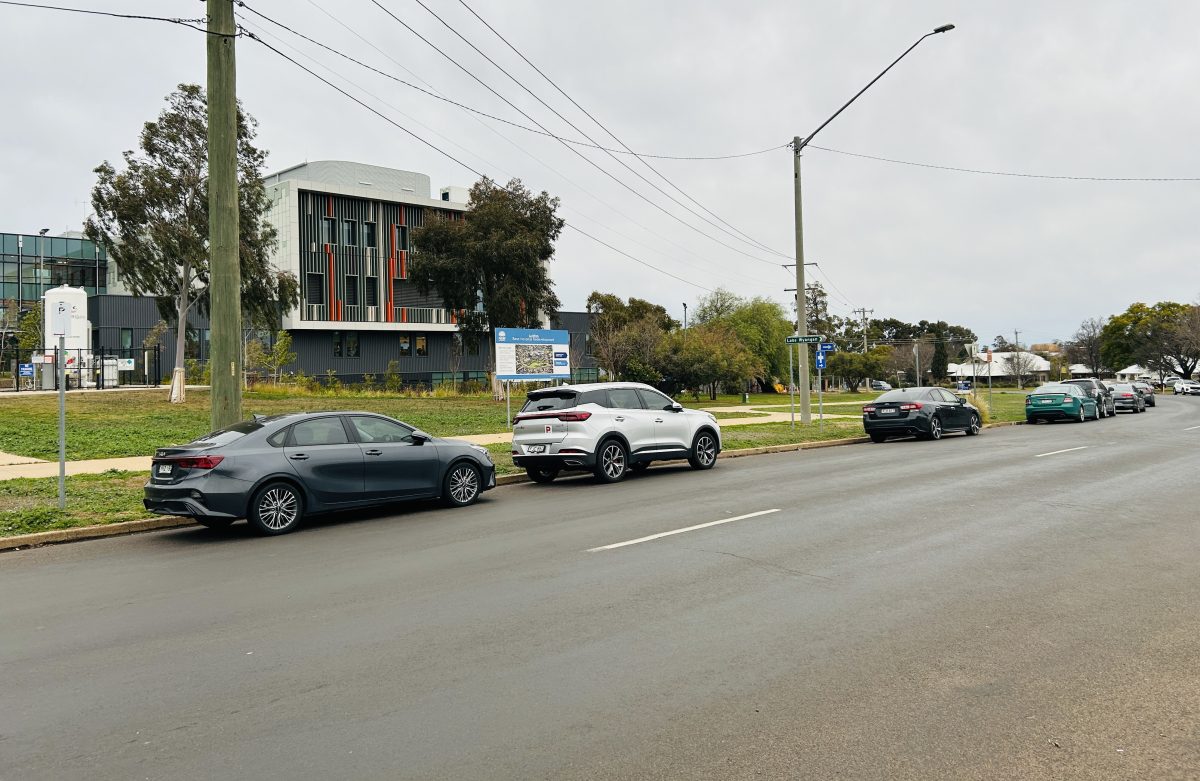 Cars parked near a hospital
