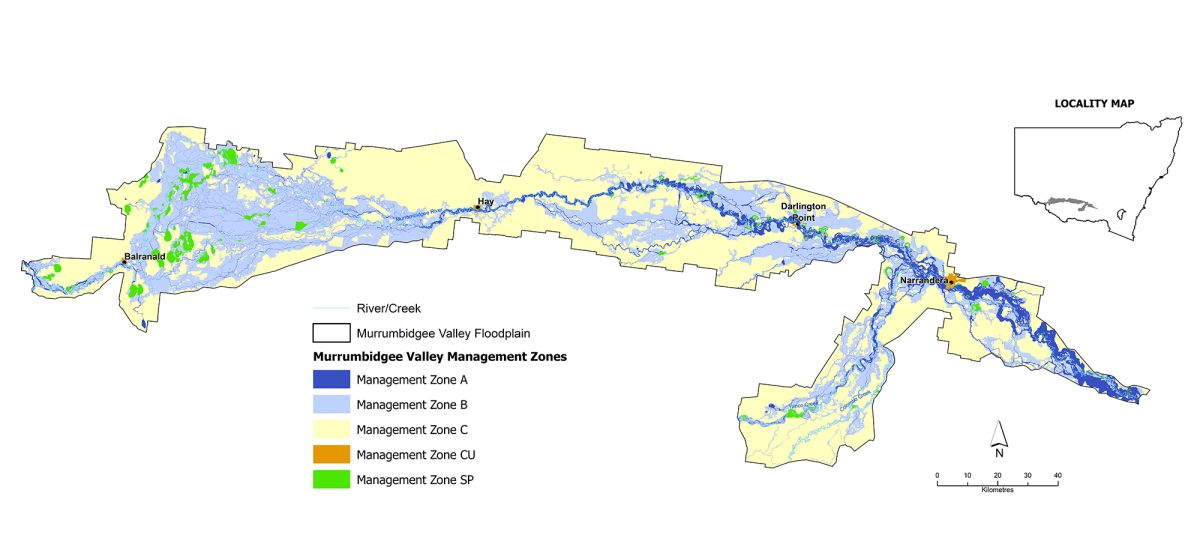 Overview map of the Murrumbidgee Floodplain Management Plan.