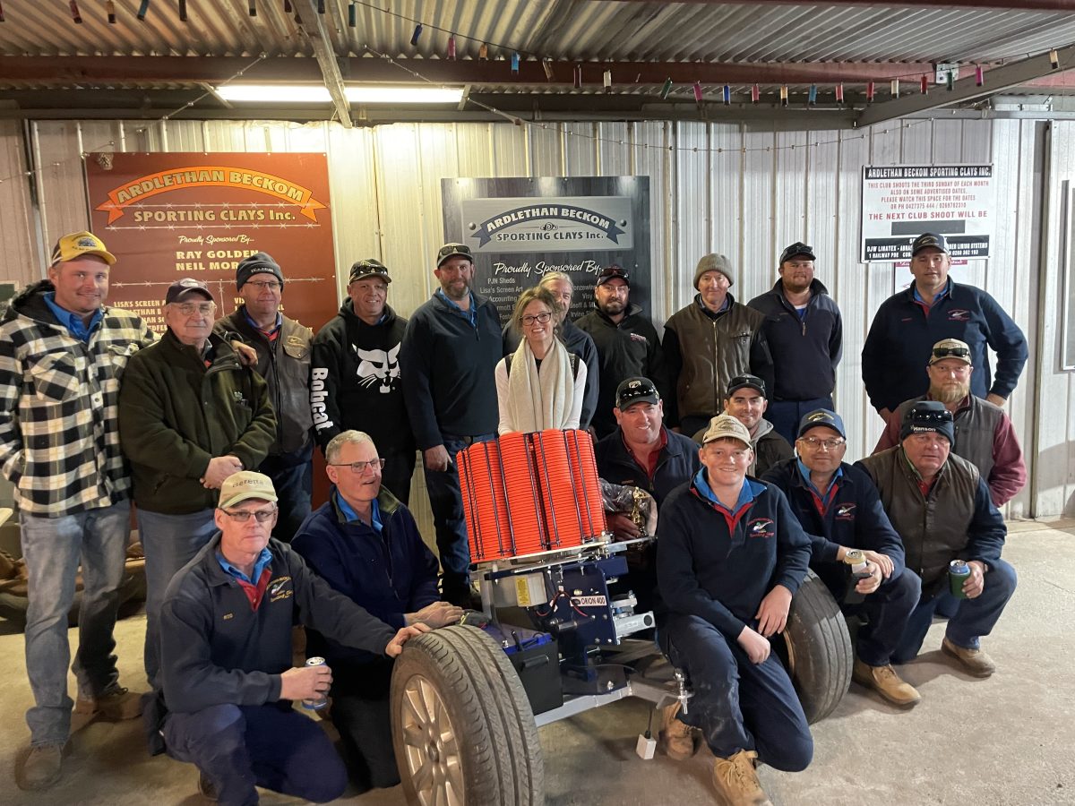 Cootamundra MP Steph Cooke with members of the Ardlethan Beckom Sporting Clays Club.