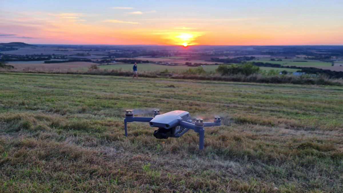 Drone over farmland