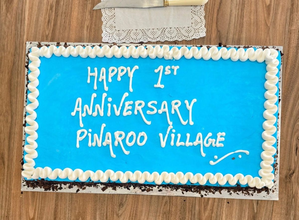 Pinaroo Village residents celebrated its first anniversary with cake, balloons and laughter. Picture: Lee Hesketh