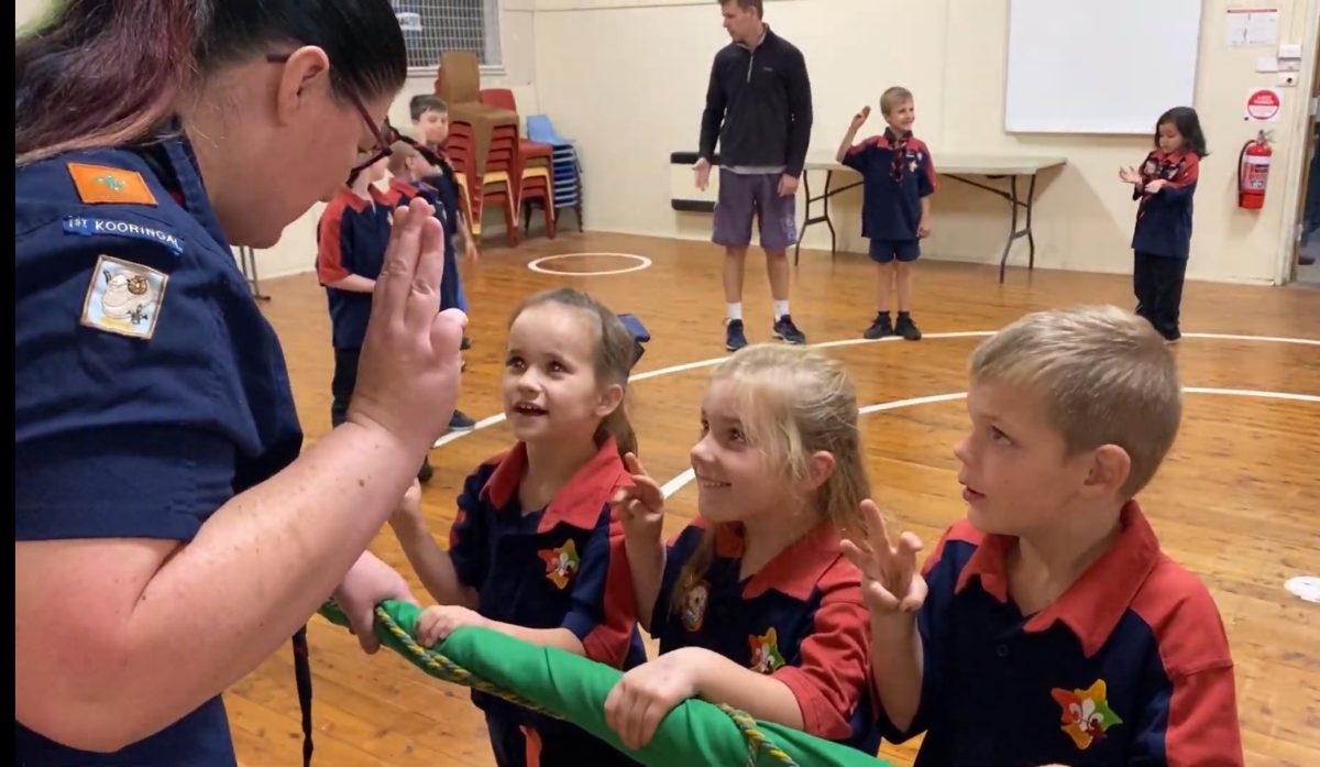 Scout group leader with Joey Scouts