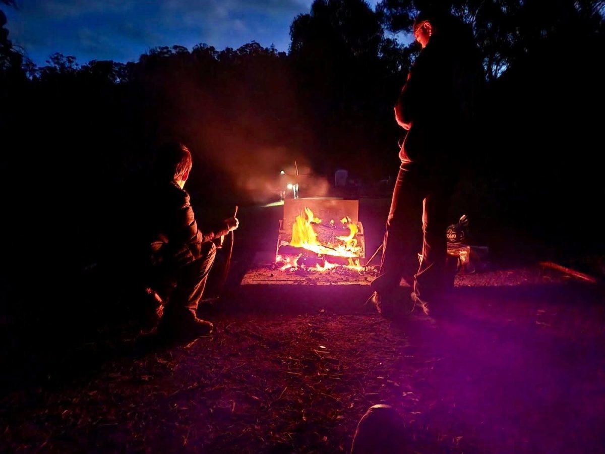 Scouts around a campfire