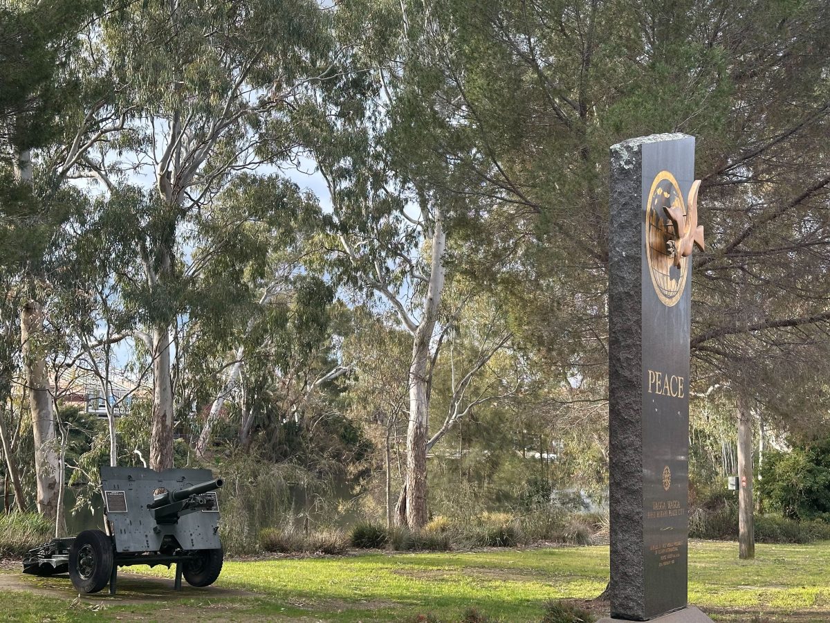The defunct 25-pounder gun, which is at The Esplanade near Ivan Jack Drive, is pointed at the Rotary Peace Monument.
