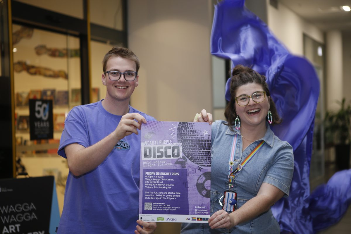 Headspace Wagga Wagga's community engagement officer Kane Stewart and Wagga Council's youth and community development officer Mel Fattore said Wear It Purple day was an initiative aimed at raising awareness and creating a supportive, safe and fun environment for our queer youth. 