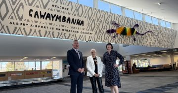 Striking new artwork and Wiradjuri language greeting welcomes arrivals to Albury Airport