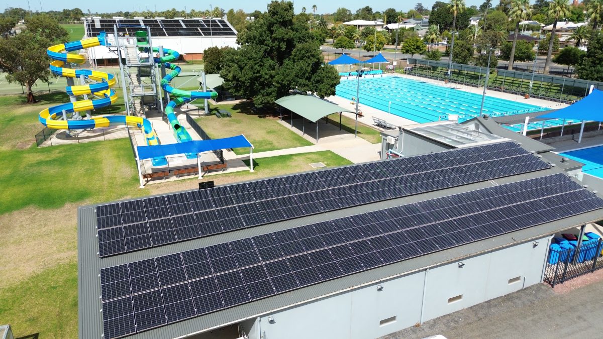 The 34 kW rooftop solar power system that will be relocated from the Leeton Pool to the Whitton Pool.