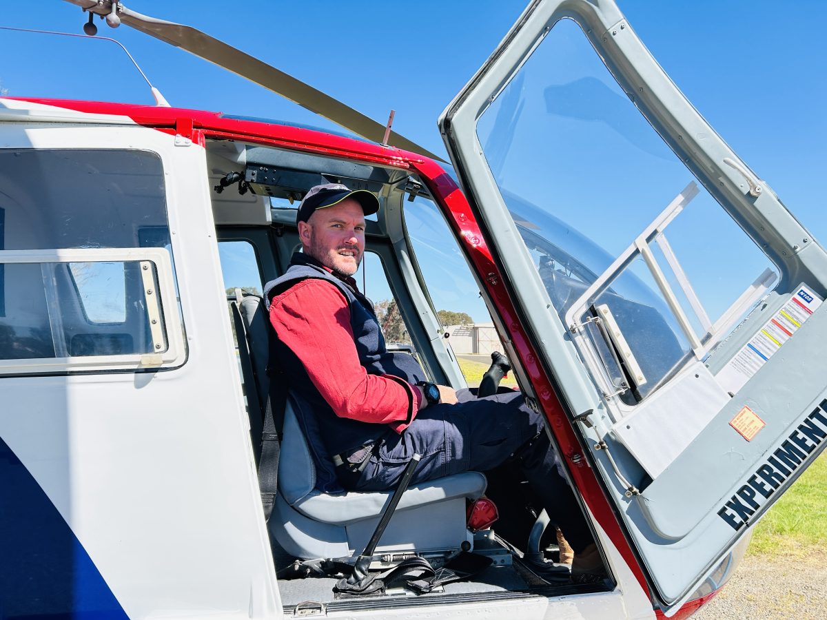 man in helicopter
