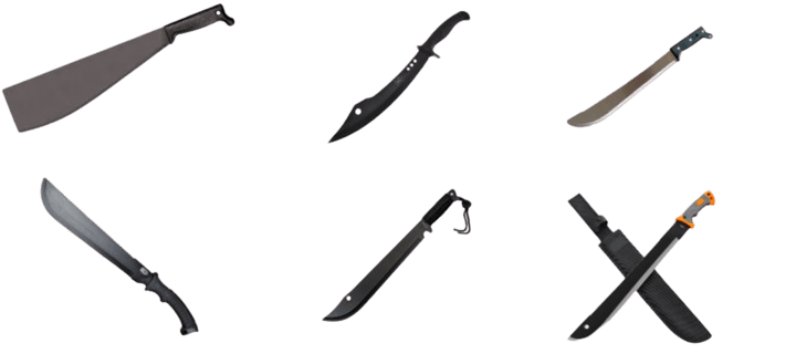 Examples of machetes by Victoria Police