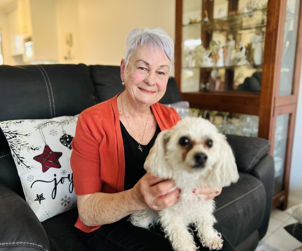 woman with her dog