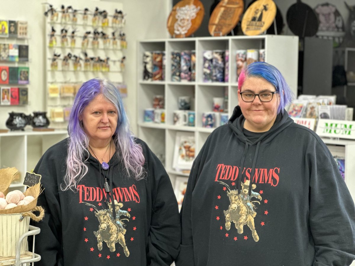 two women in a crystal shop