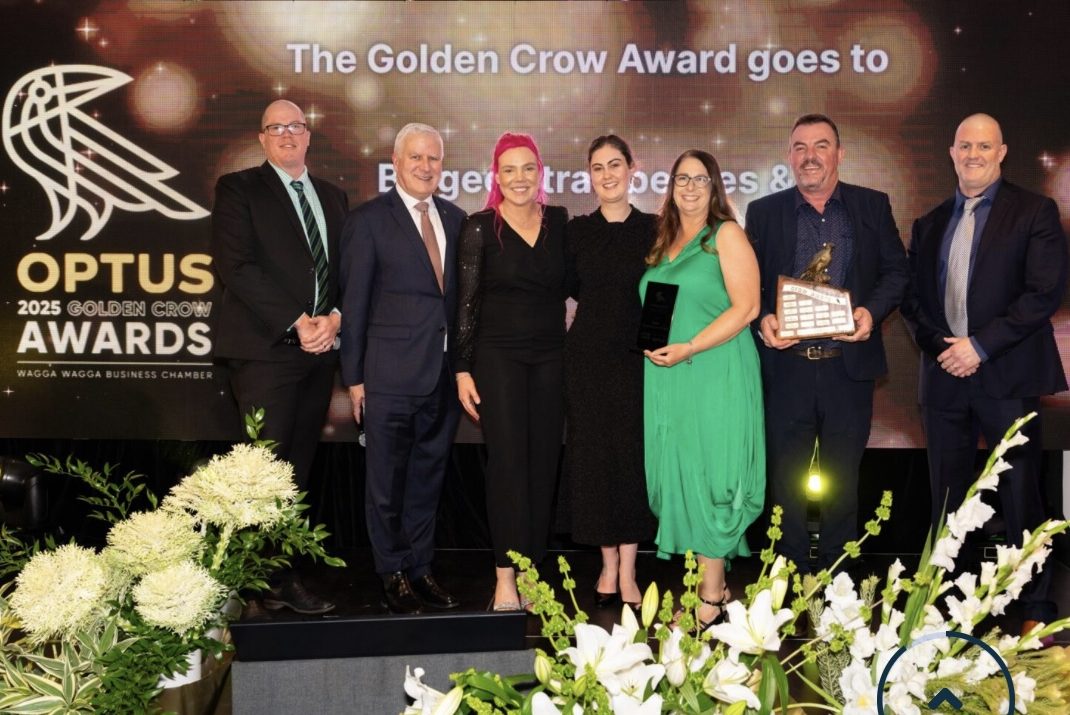 Scooping the Pool at the prestigious 2025 Wagga Crow Awards, Bidgee Strawberries and Cream took out three awards including the top Gold Crow award. Picture: Wagga Business Chamber.